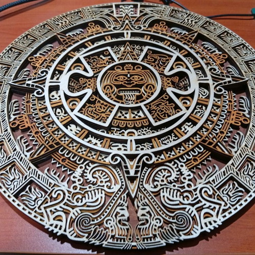Multilayer Aztec Sun Calendar CNC Laser cut new
