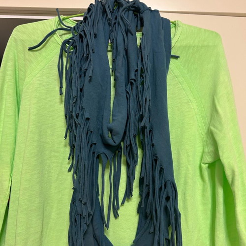 Bimba y Lola cotton scarf with fringes blue new