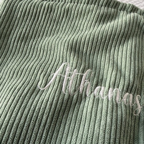 Makeup bag Athanasia in sage green ribbed corduroy pouch