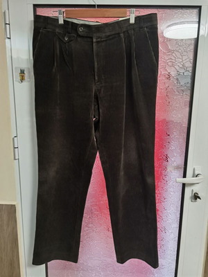 Men's corduroy jeans pants with vertical stripes used, green, XXL
