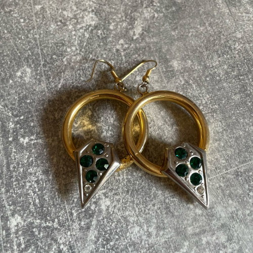 Hoop earrings with designs like new, gold color