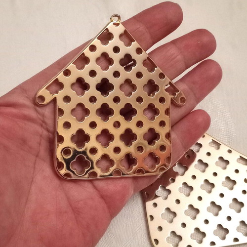 Metallic gold large house charms 3 pcs for good luck, like new
