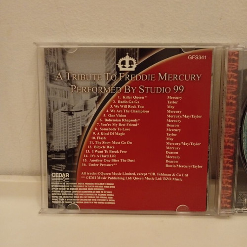 A Tribute To Freddie Mercury CD used by Studio 99, rock
