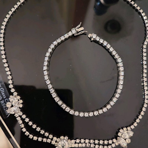 925 Silver Riviera Bracelet and Necklace Set new