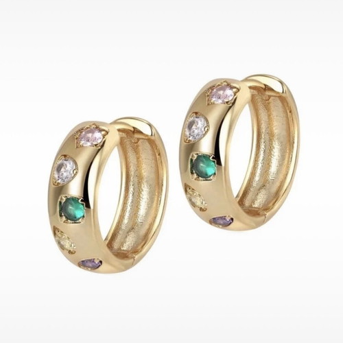 Meme London Golden Burst 18K Gold Plated Earrings with Cubic Zirconia new multicolor
