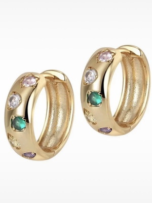 Meme London Golden Burst 18K Gold Plated Earrings with Cubic Zirconia new multicolor