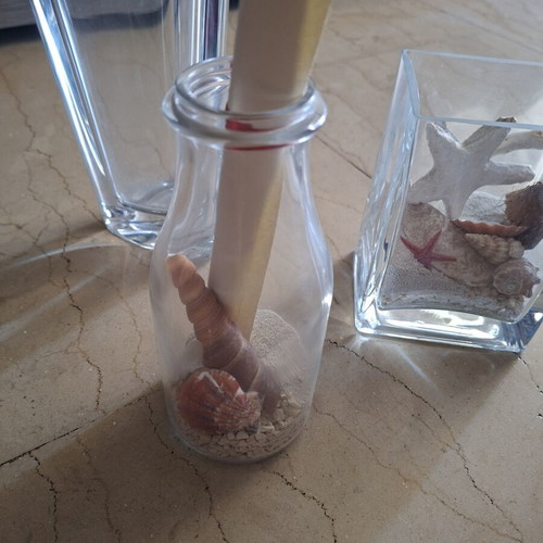 Set of glass decorative vases like new, sea-themed design
