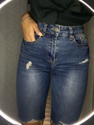 Τζιν σορτς γυναικείο μπλε S/M like new, ψηλόμεσο και βολικό