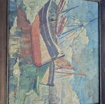Jacobus Moerman Oil Painting Marine Cabinet Piece, Ostend 1939