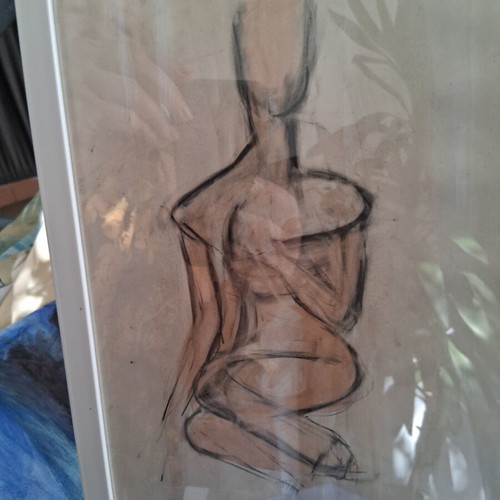 Painting "Γυμνο" like new, framed 21×30cm, signed