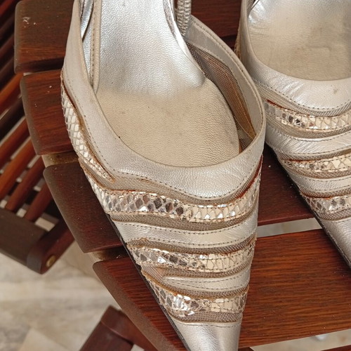 Gianna Kazakou leather heels size 41 silver like new