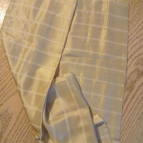 Women's long silk scarf used, beige soufli fabric