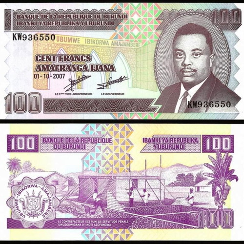 Burundi 100 Francs 2007 banknote larger edition new