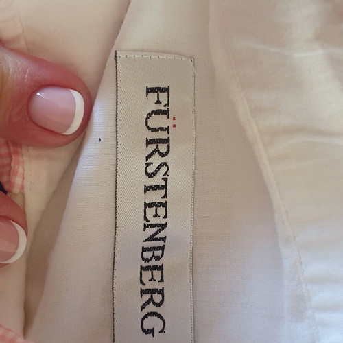 Fursterberg men's white shirt with pink check collar and cuffs like new
