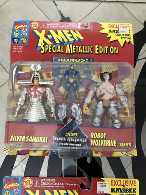 Robot Wolverine and Silver Samurai X-Men animated figure 2-pack used