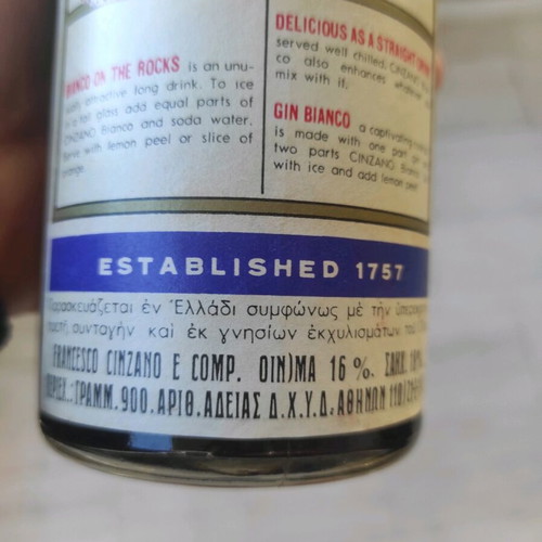 Vintage Cinzano Vermouth Bianco Speciale sealed from 1960