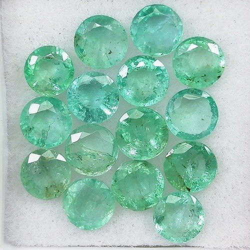 Set of 15 Natural Emeralds 5.17ct Round Cut with IGE Certificate