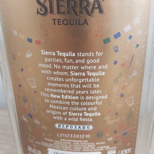 Sierra Tequila bottle, empty