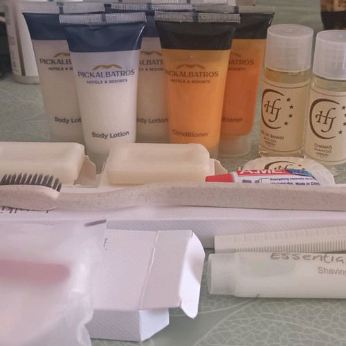 Travel set new with creams, shampoo, soaps and shaving kit