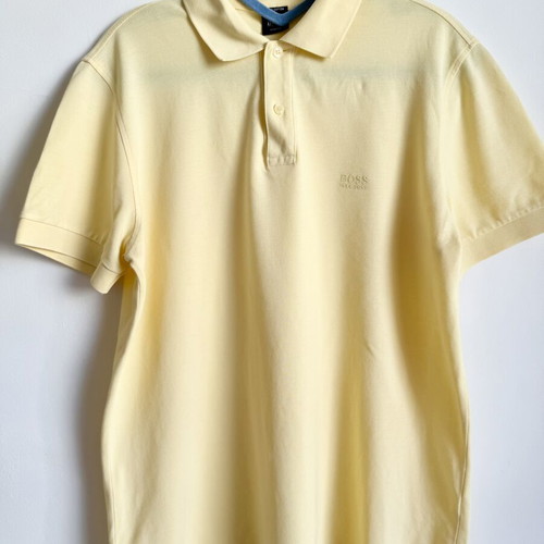 Hugo Boss Pima Cotton Polo Shirt Yellow Slim Fit Size L like new