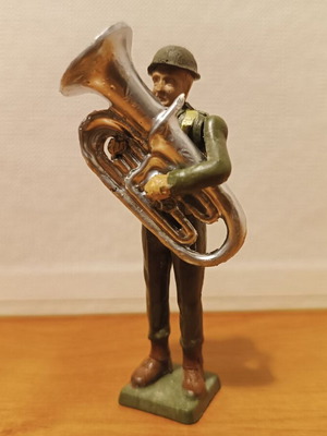 Athina soldier figure infantry musician with tuba like new, 1960s