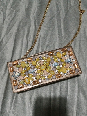 Metallic gold handbag with stones like new