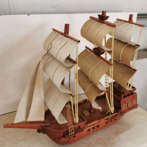 Wooden handmade ship used, large size