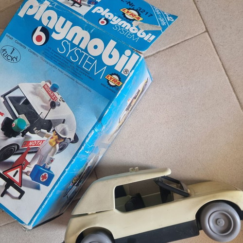 Vintage Playmobil Lyra 3217 Notarzt Car used with box and instructions