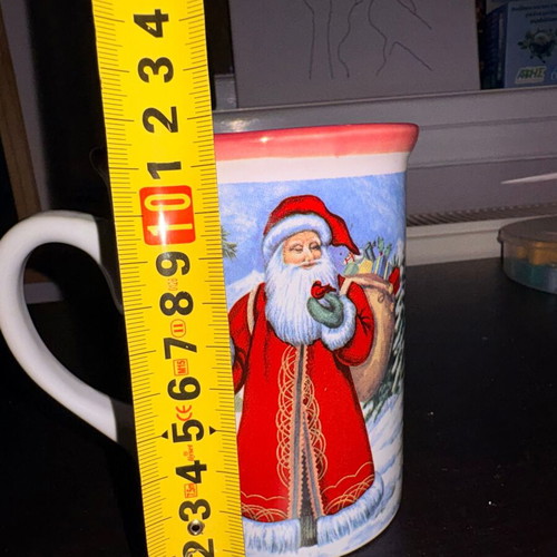 Large Christmas Mug Santa Claus with Sack and Snowy Trees 14-15cm
