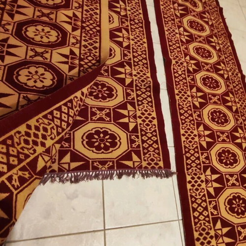 Wool rug runner set like new, 3 pieces burgundy-beige