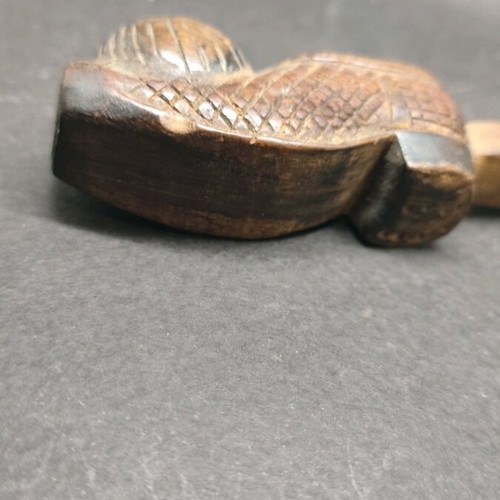 Wooden smoking pipe vintage used in tsarouchi shape