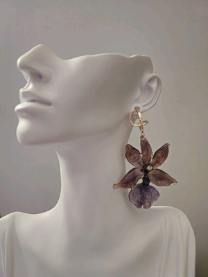 Обеци с естествен цвят на орхидея Miltonia нови