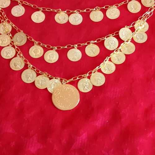 Ethnic necklace with bracelet A.L.E. new, gold tone