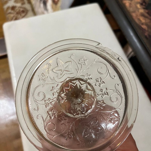 Crystal bowl with lid used, carved design