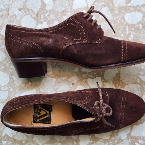 Verbano Brown Suede Oxford Shoes New, Made in Italy