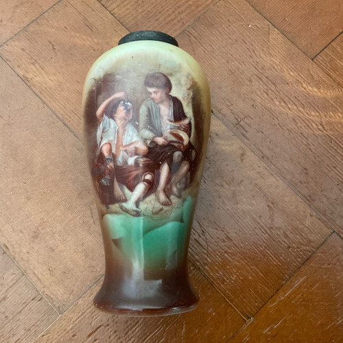 English porcelain vase with painting detail from Murillo