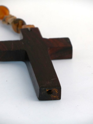 Wooden cross necklace pendant new with semi-precious stones