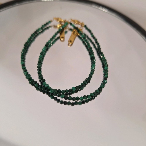 Handmade bracelets with natural malachite stones, new