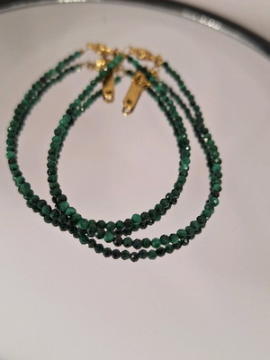 Χειροποίητα βραχιόλια με φυσικές πέτρες Μαλαχίτη, καινούργια