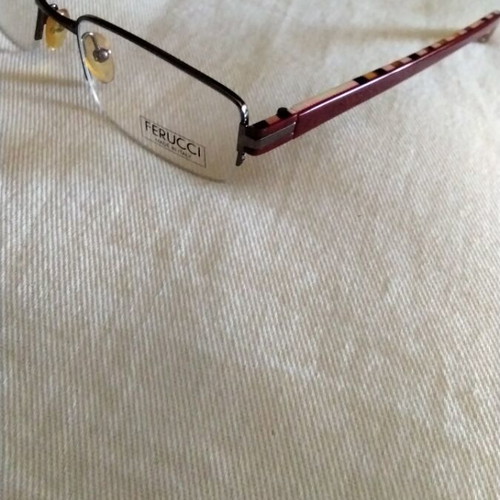 Ferucci Metal Optical Frame like new, nylor style, silver and burgundy