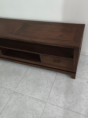TV Stand media console like new, dark brown walnut finish