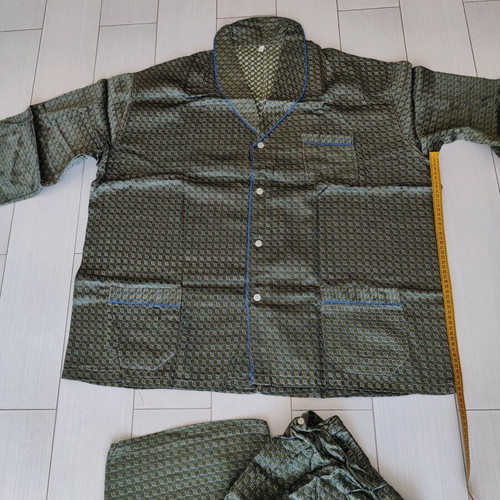Vintage men's satin pajamas like new, 7XL, dark green