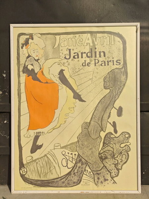 Toulouse Lautrec poster used with frame and glass