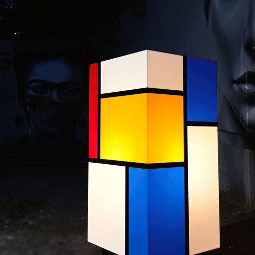 Floor Lamp Homage to Mondrian LED New, Premium Plexiglass Design