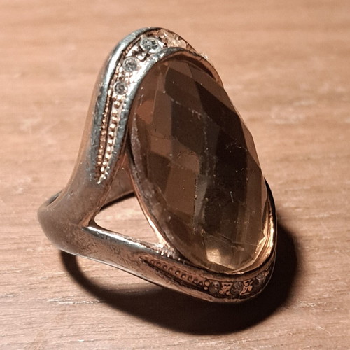 Vintage statement ring Premier Designs with large champagne crystal used