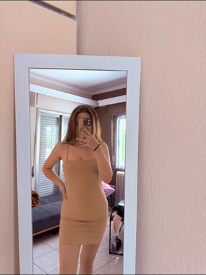 Summer dress Pull & Bear beige brown size Small like new elastic