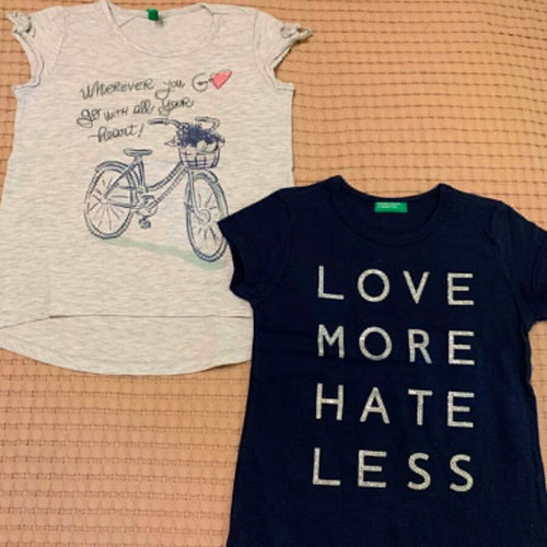 Benetton girls' t-shirt set like new, size 3-4 years, 2 pieces