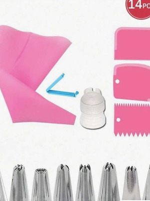 Cake decorating set 14 pieces new with piping bag and nozzles