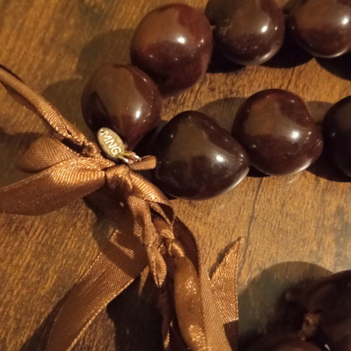 MNG Long Kukui Nut Necklace Like New, Brown