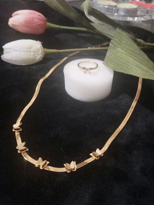 Papillon Love Σετ Κοσμημάτων Από Ανοξείδωτο Ατσάλι Χρυσαφί Καινούργιο